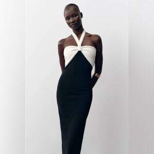 Zara Black and White Midi Dress